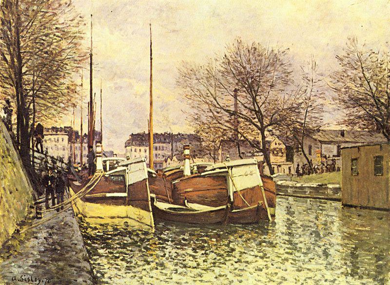 Alfred Sisley Kahne auf dem Kanal Saint-Martin in Paris oil painting picture